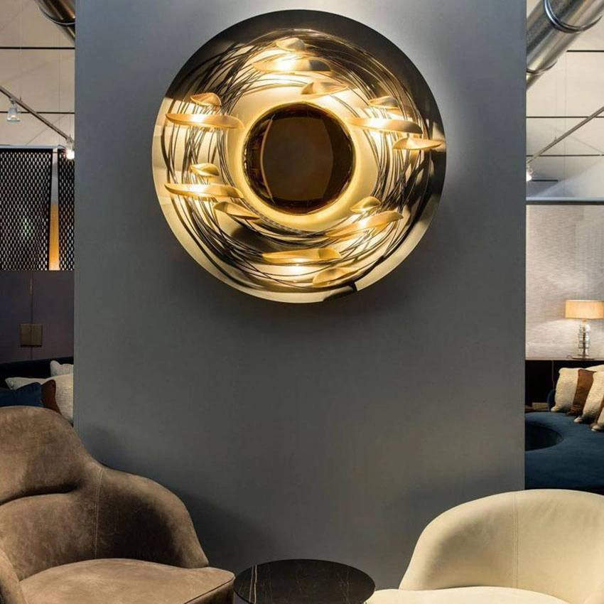 Light Luxury Home Decoration Circular Wall Decor Sculpture LED Wall Art Sculpture