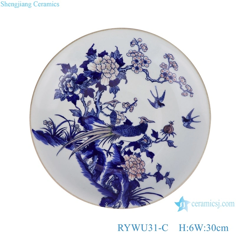 Jingdezhen Porcelain Underglazed Red Landscape, Dragon, Different Flower and Bird Pattern Ceramic Decorative Plate