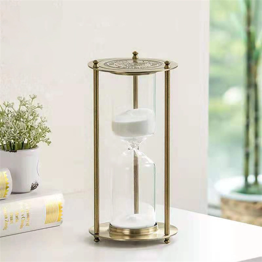 Factory Wholesale Custom Logo Metal Three Columns Ornaments Home Accessories Gift Timer Hourglass