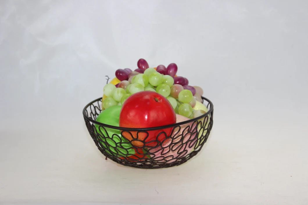 Iron Wire Modern Frame Floral Grain Large Capacity Fruit Basket