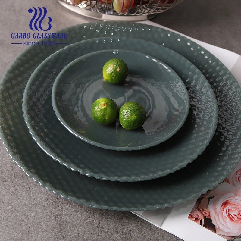 208mm Green Solid Color Glass Plate for Fruit Serving with Competitive Price and Fast Delivery