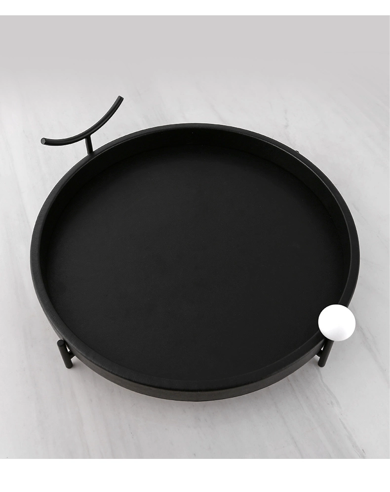 Living Room Table Decor Leather Serving Household Modern Home Decoration Tray Black Plate